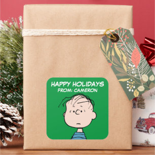 Peanuts   Linus Portrait   Happy Holidays Square Sticker