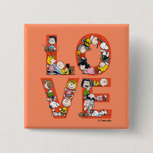 Peanuts - LOVE 2 Inch Square Button
