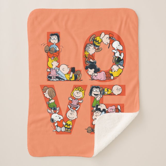 Peanuts - LOVE Sherpa Blanket (Front)