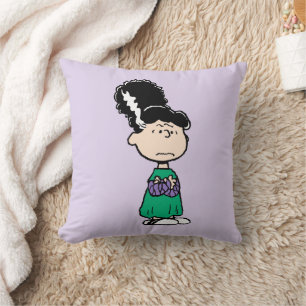 Peanuts Lucy Bride Of Frankenstein Halloween Throw Pillow