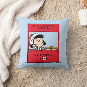Peanuts   Lucy Pilgrim Pie Stand Throw Pillow