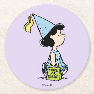 Peanuts Lucy Princess Costume Halloween Round Paper Coaster