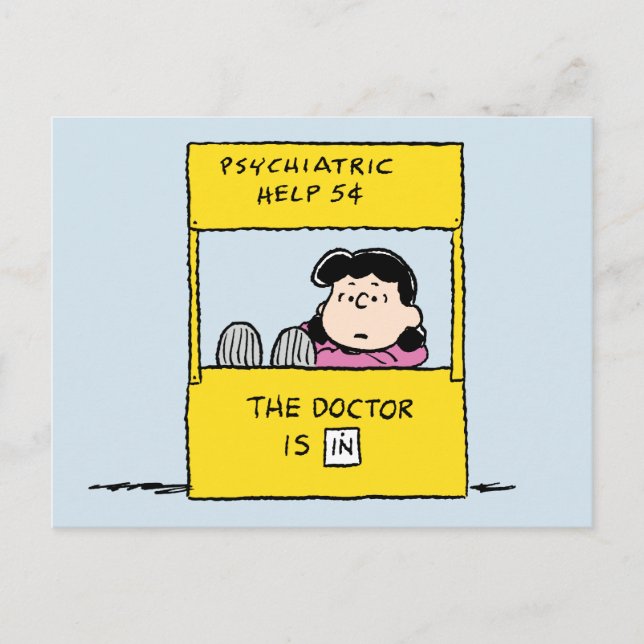 Peanuts | Lucy & the Doctor Is In Postcard (Front)