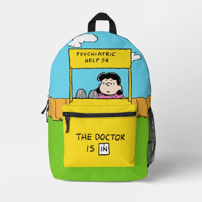 Peanuts | Lucy & the Doctor Is In Printed Backpack (Front)