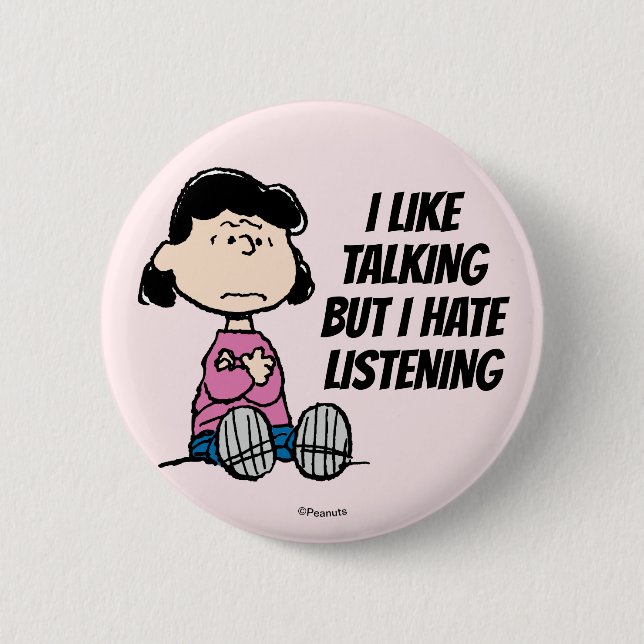 Peanuts | Lucy With Arms Crossed 2 Inch Round Button (Front)