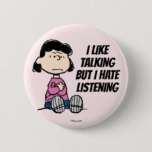 Peanuts   Lucy With Arms Crossed 2 Inch Round Button