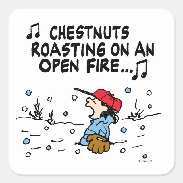 Peanuts | Lucy's Chestnuts Roasting Square Sticker (Front)