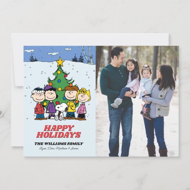 Peanuts Merry Christmas | Add Your Photo & Name Holiday Card (Front)