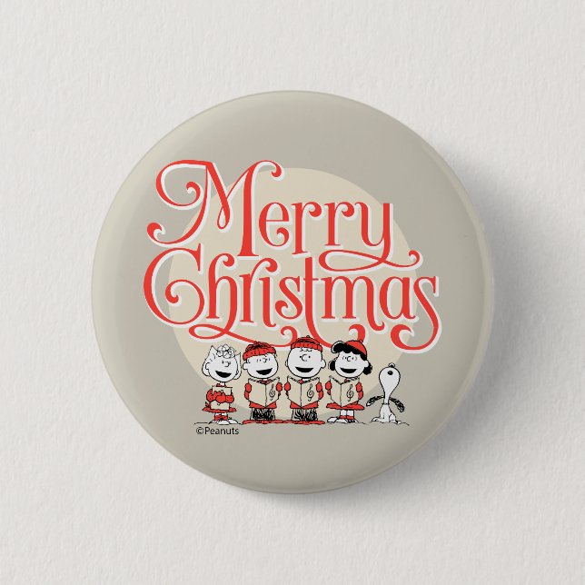 Peanuts | Merry Christmas Holiday Choir 2 Inch Round Button (Front)