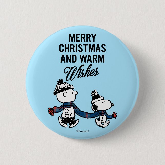 Peanuts | Merry Christmas Snoopy & Charlie Brown 2 Inch Round Button (Front)