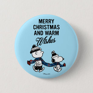 Peanuts   Merry Christmas Snoopy & Charlie Brown 2 Inch Round Button