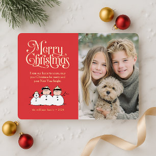 Peanuts Merry Christmas Snowmen Photo Card