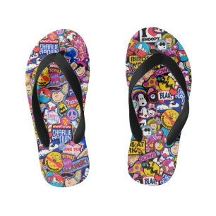 Peanuts   Mixtape Patch Pattern Kid's Flip Flops