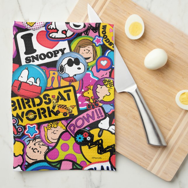 Peanuts | Mixtape Patch Pattern Kitchen Towel (Quarter Fold)