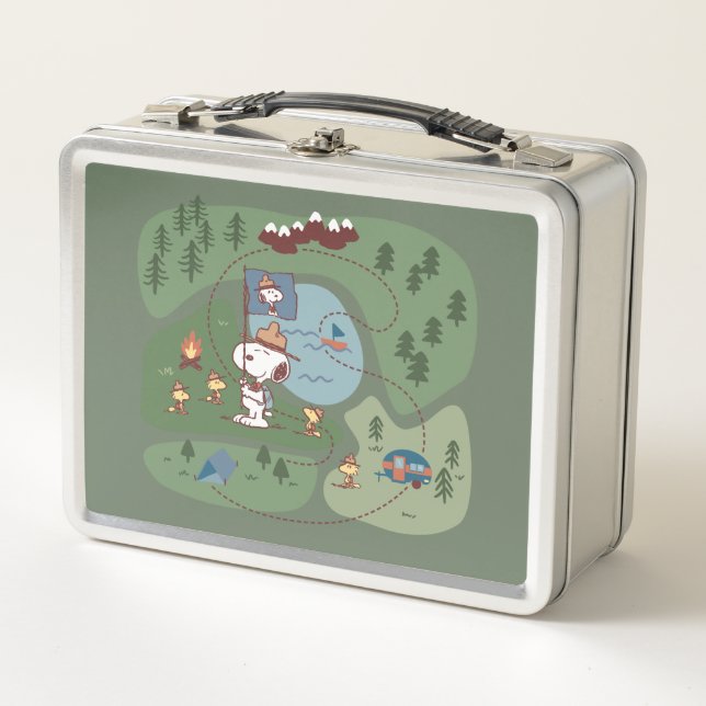 Peanuts | Nestled in the Mountains Campsite Metal Lunch Box (Front)