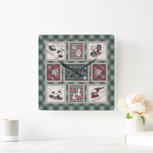 Peanuts   Old Fashioned Sleigh Rides Pattern Square Wall Clock