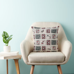 Peanuts   Old Fashioned Sleigh Rides Pattern Throw Pillow