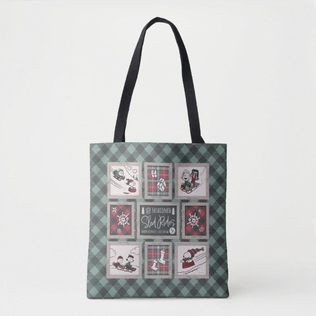 Peanuts | Old Fashioned Sleigh Rides Pattern Tote Bag (Front)