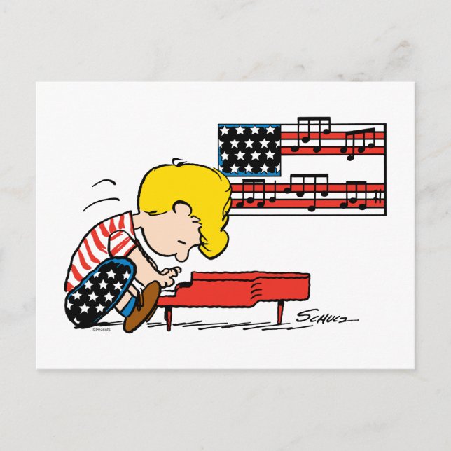 Peanuts | Patriotic Schroeder & His Piano Postcard (Front)