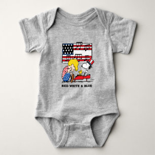 Peanuts Patriotic Schroeder, Woodstock & Snoopy Baby Bodysuit