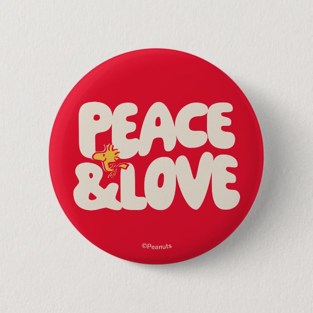 Peanuts | Peace & Love Woodstock 2 Inch Round Button (Front)
