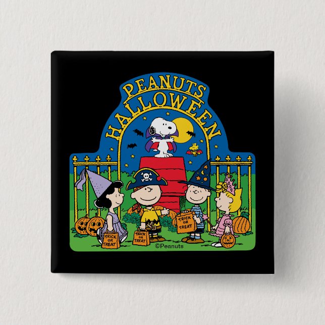Peanuts | Peanuts Halloween 2 Inch Square Button (Front)