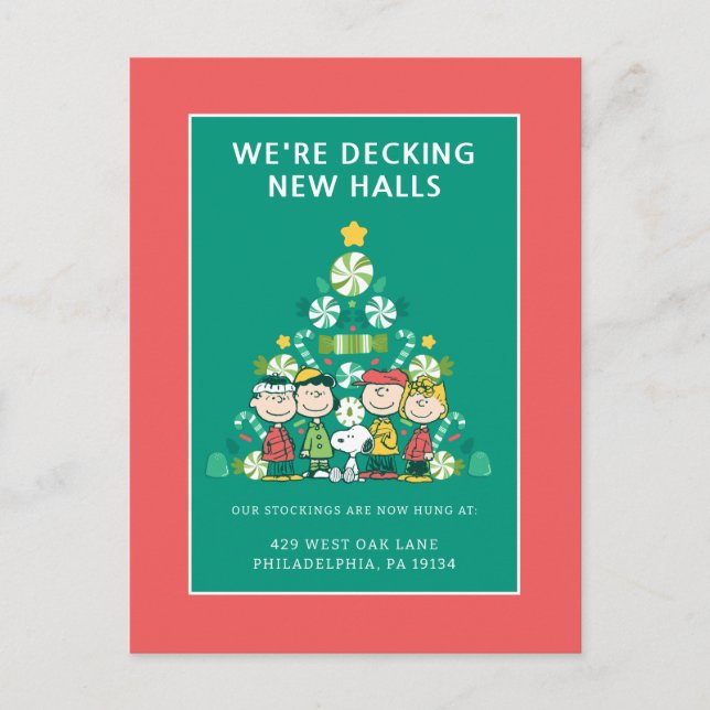 Peanuts | Peppermint Christmas Tree Holiday Postcard (Front)