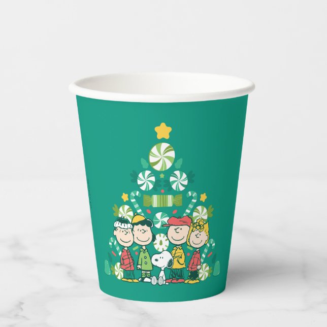 Peanuts | Peppermint Christmas Tree Paper Cups (Front)