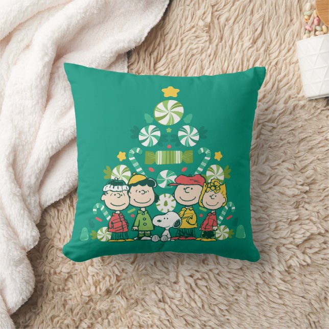 Peanuts | Peppermint Christmas Tree Throw Pillow (Blanket)