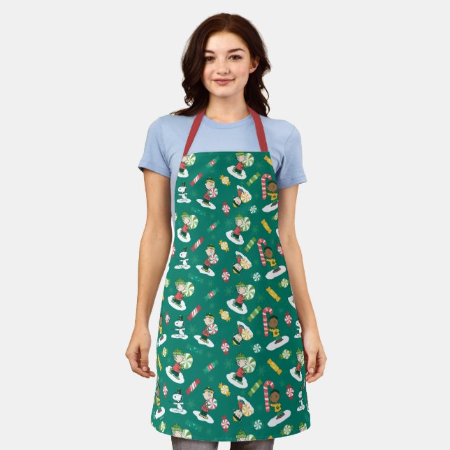 Peanuts Peppermint Dreams Holiday Pattern Apron (Worn)