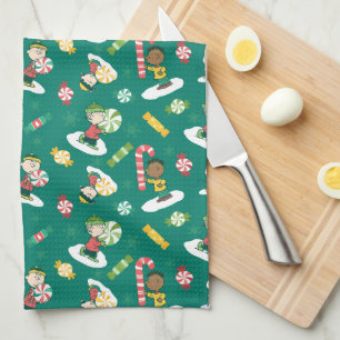 Peanuts Peppermint Dreams Holiday Pattern Kitchen Towel