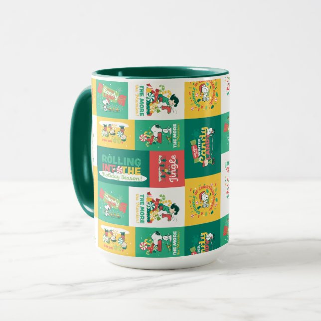 Peanuts Peppermint Dreams | Holiday Pattern Mug (Front Left)
