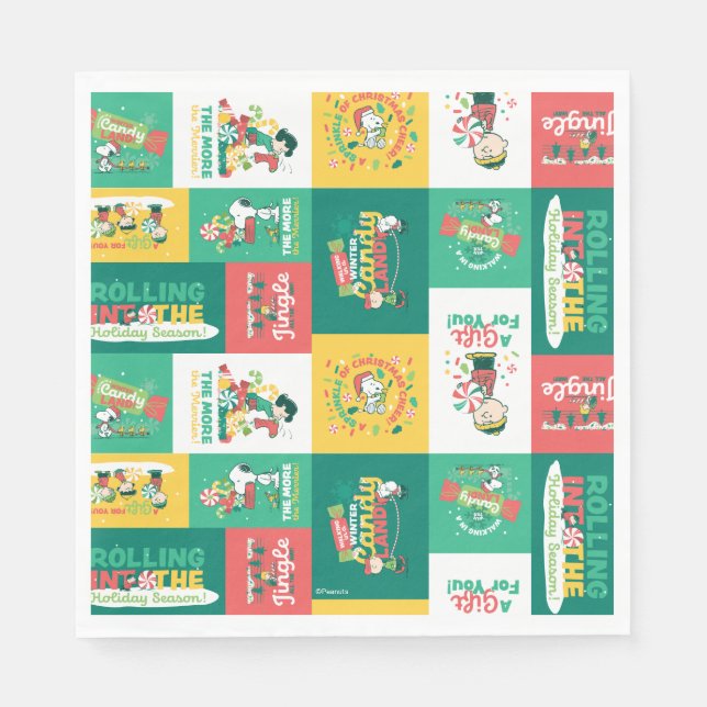 Peanuts Peppermint Dreams | Holiday Pattern Napkin (Front)