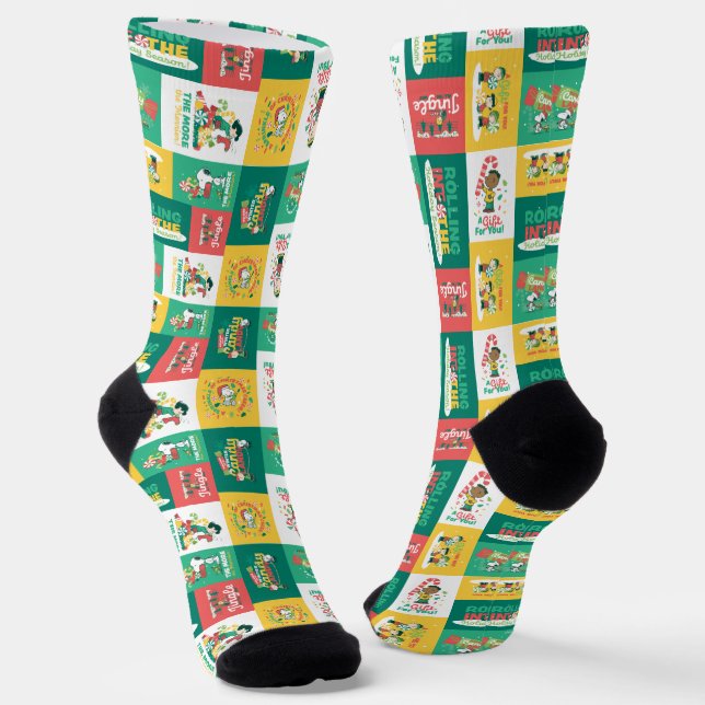 Peanuts Peppermint Dreams | Holiday Pattern Socks (Angled)
