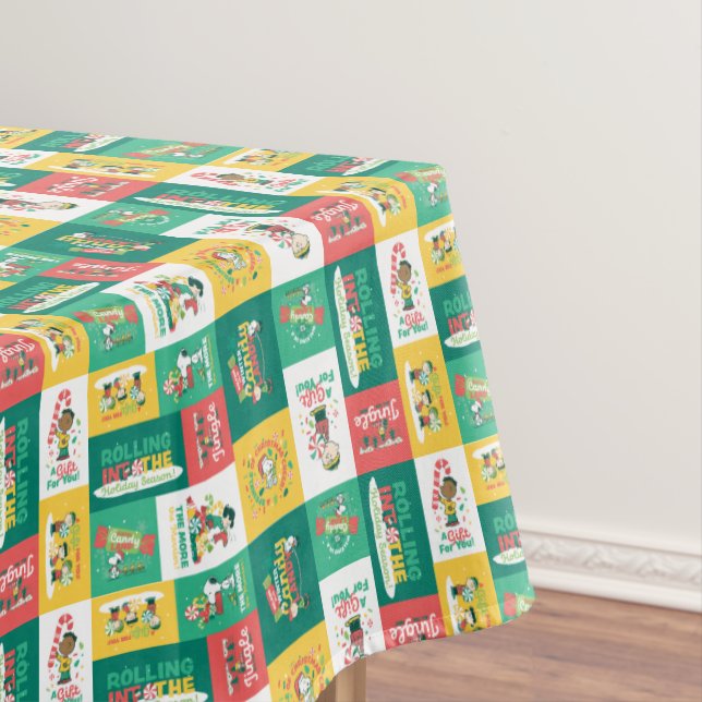Peanuts Peppermint Dreams | Holiday Pattern Tablecloth (In Situ)
