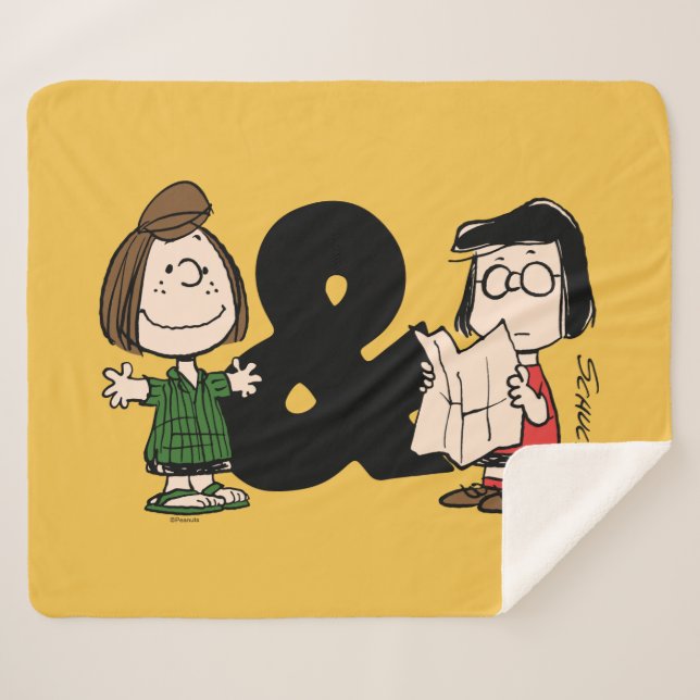Peanuts | Peppermint Patty & Marcie Sherpa Blanket (Front (Horizontal))