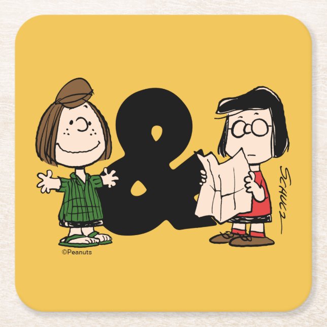 Peanuts | Peppermint Patty & Marcie Square Paper Coaster (Front)