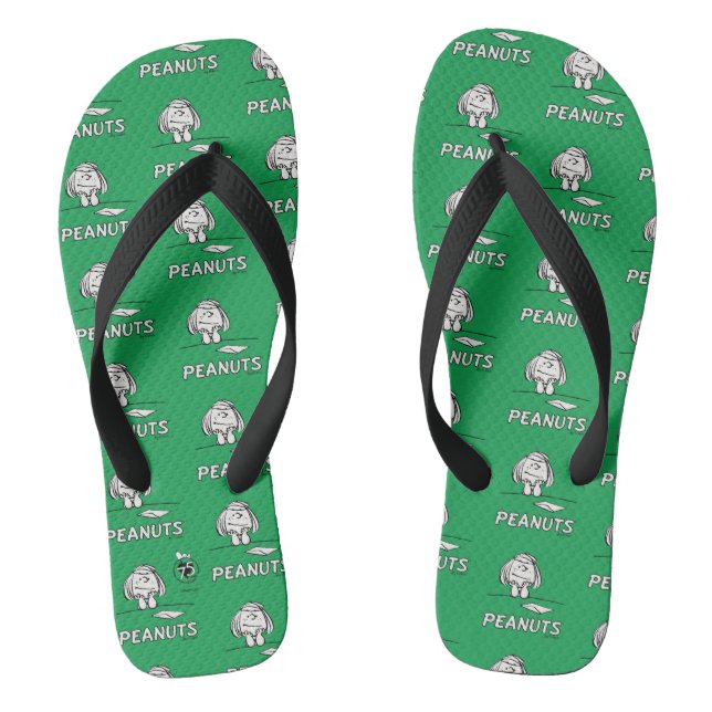 Peanuts | Peppermint Patty Thoughts Flip Flops (Footbed)