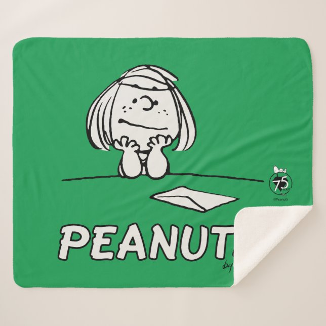 Peanuts | Peppermint Patty Thoughts Sherpa Blanket (Front (Horizontal))