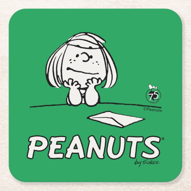 Peanuts | Peppermint Patty Thoughts Square Paper Coaster (Front)