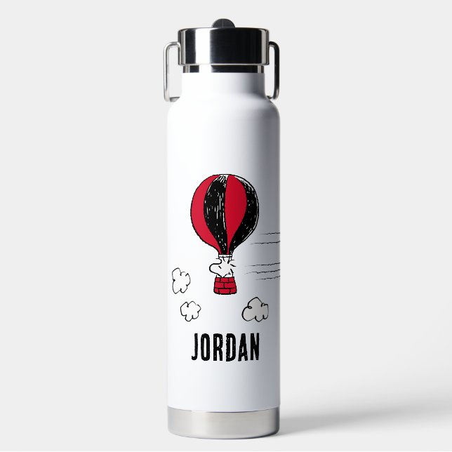 PEANUTS | Red & Black Pattern | Add Your Name Water Bottle (Front)