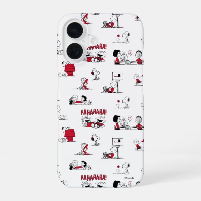 PEANUTS | Red & Black Pattern iPhone 16 Case (Back)