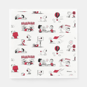 PEANUTS   Red & Black Pattern Napkin