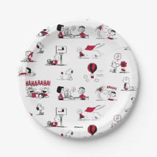 PEANUTS   Red & Black Pattern Paper Plate