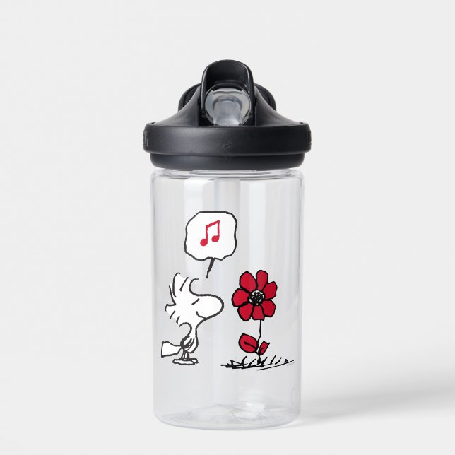 PEANUTS | Red & Black Pattern Water Bottle (Front)