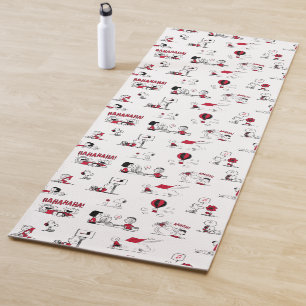 PEANUTS   Red & Black Pattern Yoga Mat
