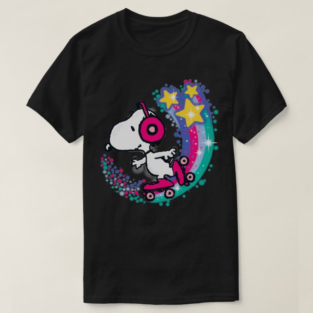 Peanuts Roller Skating Powered Rainbow  T-Shirt (Design Front)