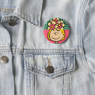 Peanuts   Sally Half & Half Flowers 2 Inch Round Button