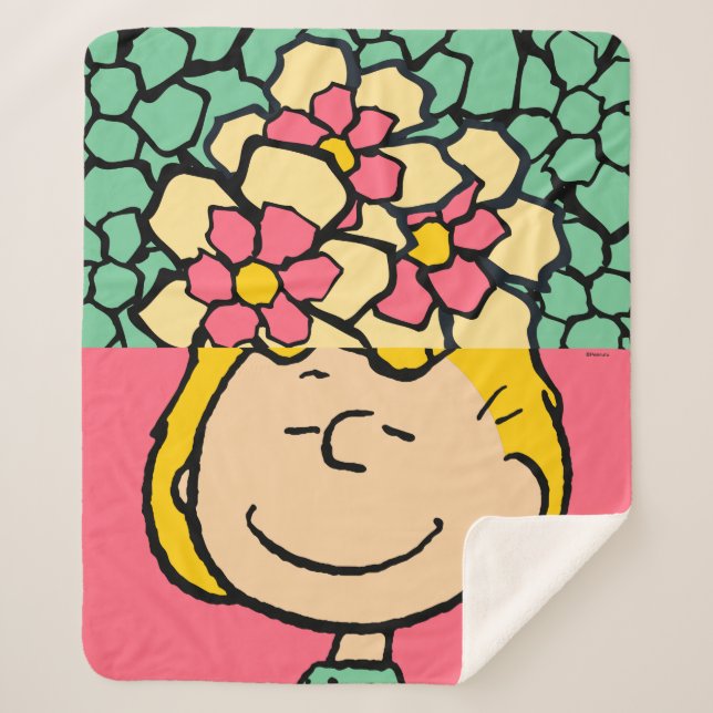 Peanuts | Sally Half & Half Flowers Sherpa Blanket (Front)