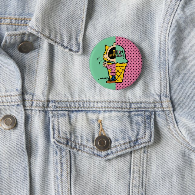 Peanuts | Sally Ice Cream Half & Half 2 Inch Round Button (In Situ)